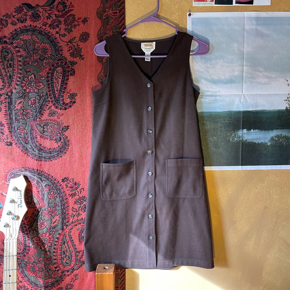 Brown Button Up Dress w/Pockets!